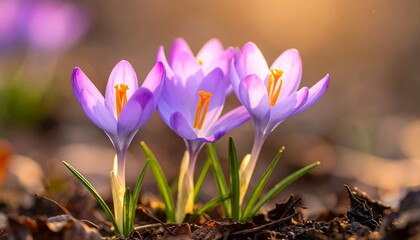 Fototapeta premium Close-up of crocus flowers in spring