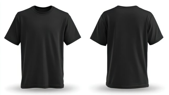 A Crystal Clear photo of boxy fit black t shirt template front and back on.
