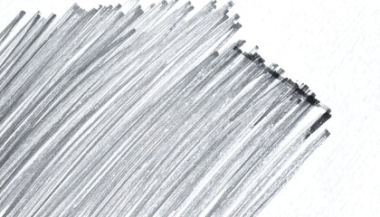 An abstract artwork of diagonal strokes in shades of gray, forming a textured pattern against a white background, suggesting movement and depth with an emphasis on contrast