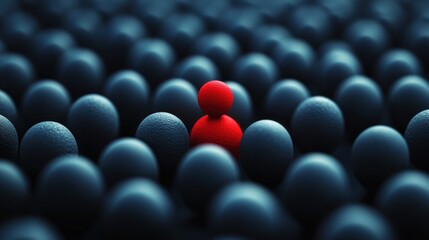 Fototapeta premium A red and a blue ball, both with a textured surface, are placed side by side in a dark, dimly lit room with a black background.