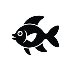 Simple black silhouette of a cartoon fish