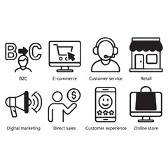 B2C icon set vector illustration