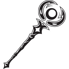 A magical staff with an orb and decorative elements isolated on white background, perfect for fantasy themes