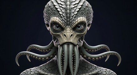 Alien Creature Portrait with Dark Background.