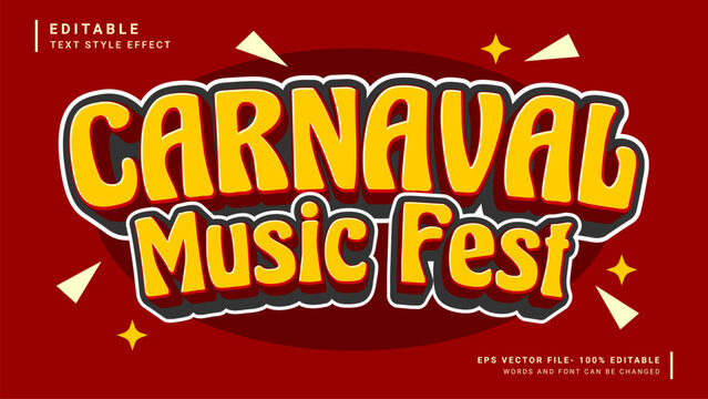 Carnaval music fest editable text effect. Retro and vintage style