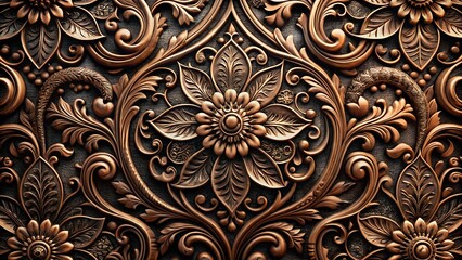 Detailed Bronze Floral Relief Texture ornate.