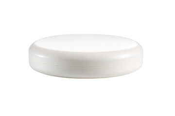 White round cosmetic jar on white background, studio shot