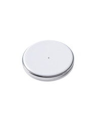 White round lid on black background, packaging mockup