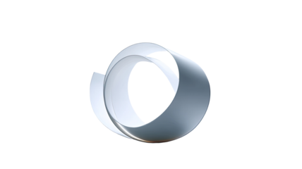 Abstract silver ring swirling, dark background, 3D render, design element