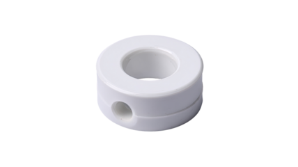White plastic clamp, studio shot, industrial background, mechanical part
