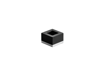 Dark cube, floating, black background, 3D render, digital art