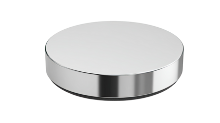 Chrome disc on white background, studio shot, product display