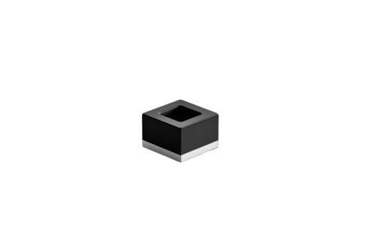 Dark cube, floating, black background, 3D render, digital art