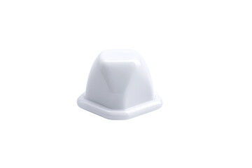 White plastic cap, isolated, studio shot, background clean, industrial part