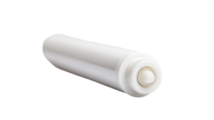 White cylindrical filter cartridge, studio shot, pure background, water purification