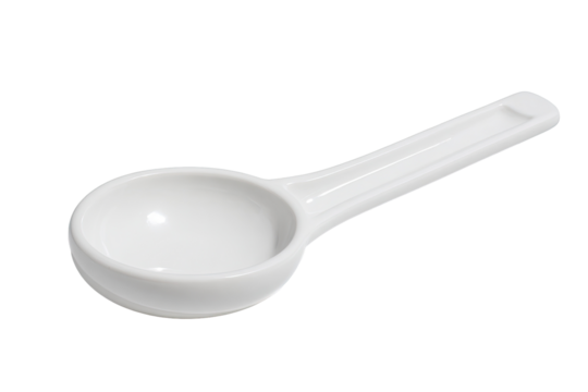 White ceramic scoop, isolated, kitchen, white background, recipe ingredient