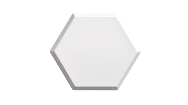 A solid, white, hexagonal tile.  Clean, simple shape.  Flat, top-down view