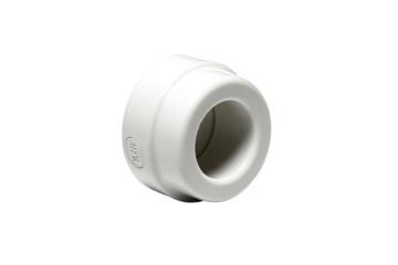 White plastic pipe fitting, isolated, studio shot, plumbing part