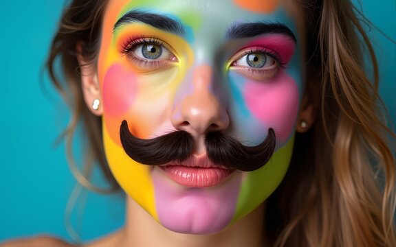 Movember Mustache moustache face colorful colourful. High quality - Powered by Adobe