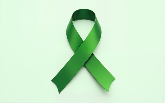 Realistic green ribbon. Medical symbol of Lymphoma, Liver, organ donation or glaucoma awareness month. Vector . High quality - Powered by Adobe