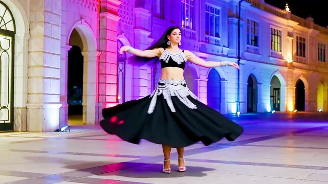 dancer urban dervish turning woman face architecture