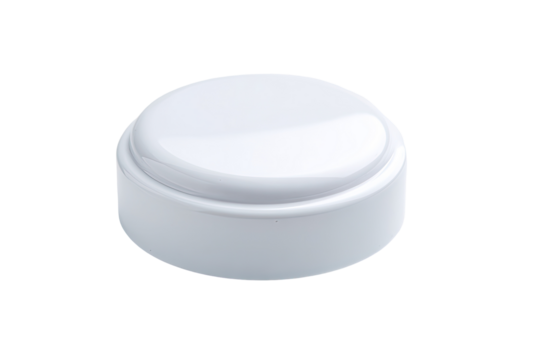 White round button, blank, studio, isolated, mockup