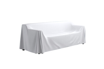 White cloth draped sofa, studio, minimalist, product mockup