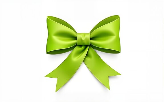 Lime Green ribbon for Lymphoma Cancer and mental health awareness raising support and help patient living with illness (bow isolated with clipping path). High quality