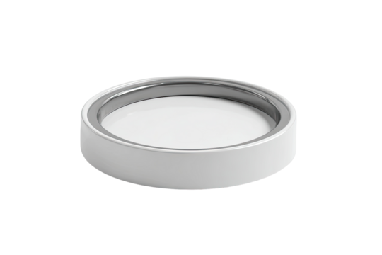 White ring, silver inlay, studio shot, clean background, product display