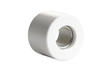White ceramic roller bearing, industrial setting, close-up, catalog use