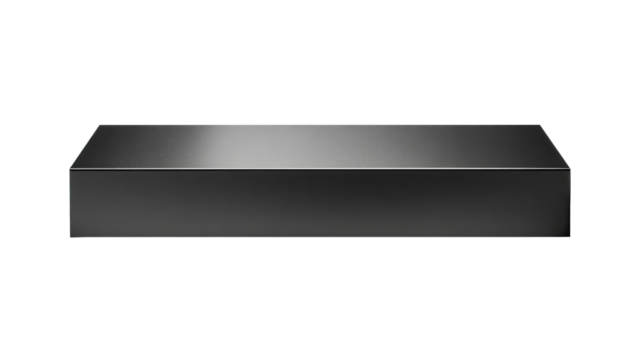 Dark gray rectangular box, smooth surface, simple design