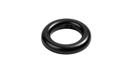 Black rubber O-ring isolated on black background, industrial part, seal