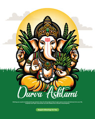 Durva Ashtami celebration, offering Durva grass to Lord Ganesha, spiritual and traditional ritual.