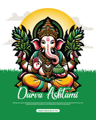 Durva Ashtami celebration, offering Durva grass to Lord Ganesha, spiritual and traditional ritual.