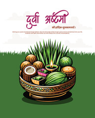 Durva Ashtami celebration, offering Durva grass to Lord Ganesha, spiritual and traditional ritual.