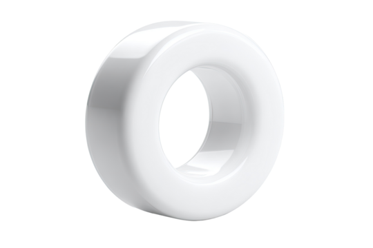 White ceramic ring, isolated, studio, 3D render, electronics