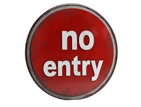 3d render of a simple red circular no entry sign isolated on a transparent background.