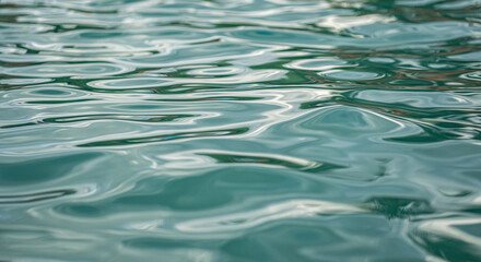 Superficie del agua con reflejos y ondas en tonos verdes y azules