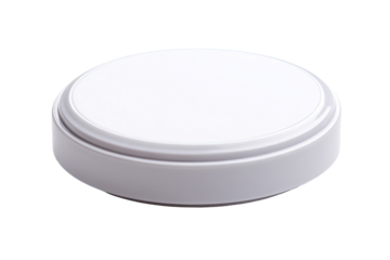 White round alarm button studio shot, isolated
