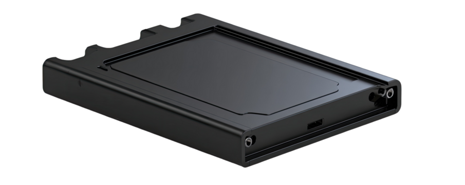 Dark gray rectangular storage device