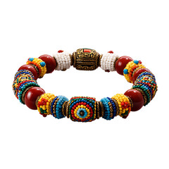 Obraz na płótnie Canvas Colorful beaded bracelet, isolated on transparent background