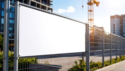 Blank banner on a construction site fence