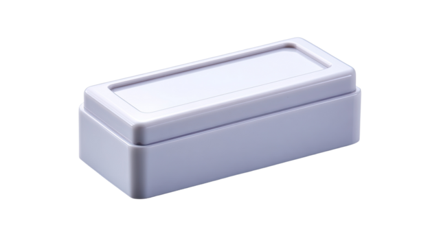 Small plastic case on white background, storage, container