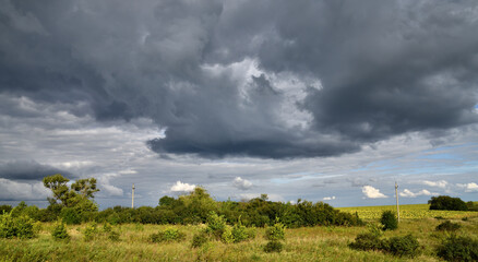 Rural landscape with stormy sky, Russia
