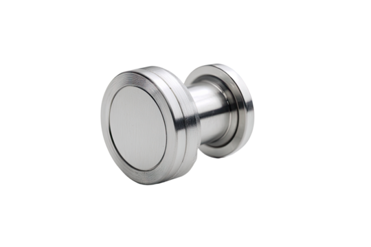 Stainless steel door knob, close-up studio shot, isolated, hardware