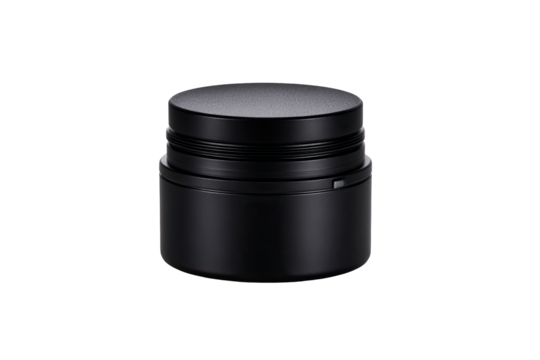 Black jar cosmetic container studio shot, packaging