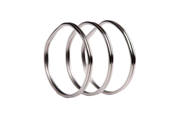 Interlocked metal rings, studio shot, black background, keychain