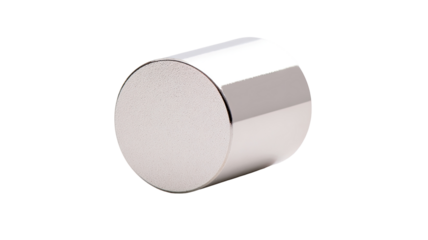 Cylindrical magnet isolated on black background, industrial use
