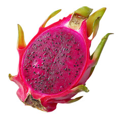 Obraz na płótnie Canvas Dragon Fruit Cut in Half, isolated on transparent background
