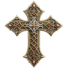ornate golden cross with intricate designs and embedded jewels